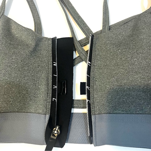 NIKE Dri Fit PRO Indy Front Zip Sports Bra Gray Black / Size Small - Picture 2 of 6